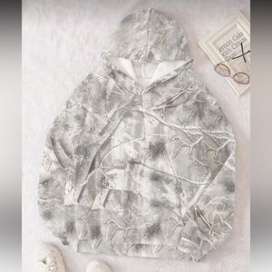 SHEIN Gray and White Patterned Hoodie